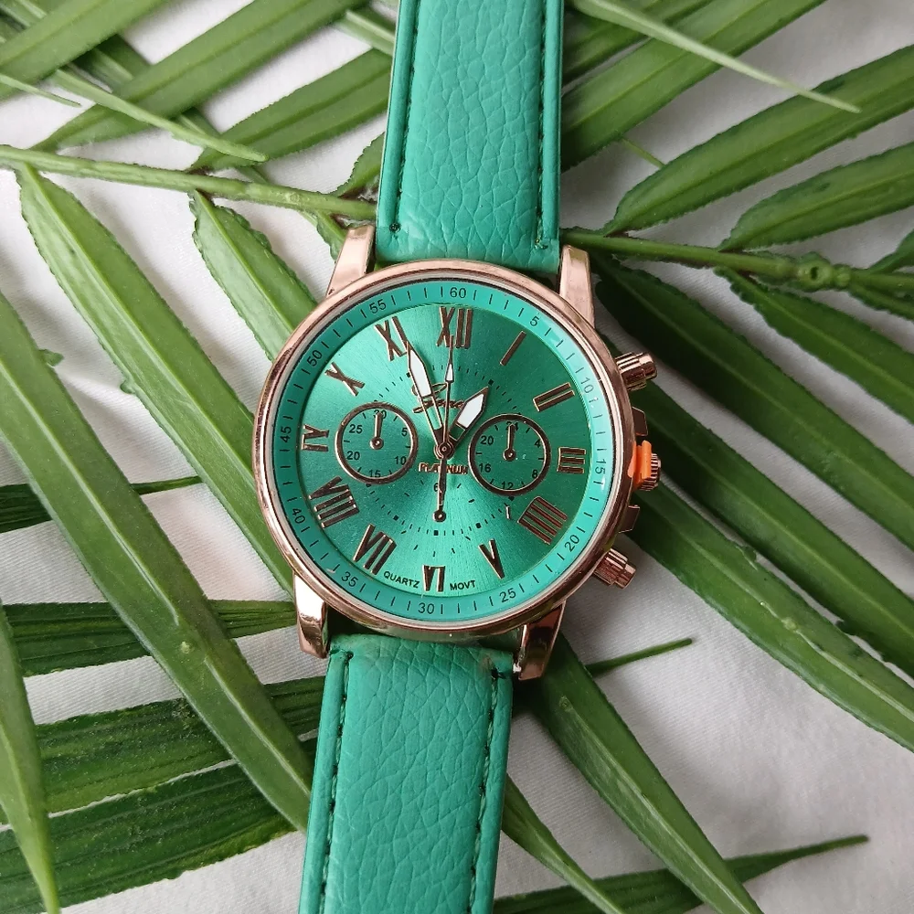 New Mint Green Geneva Platinum Watch